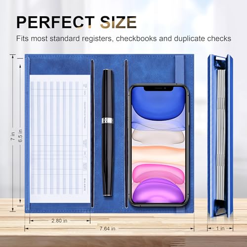 Image of CASMONAL Checkbook Covers for Personal Checkbook Holder RFID Premium Vegan Leather Checkbook Cover for Duplicate Checks