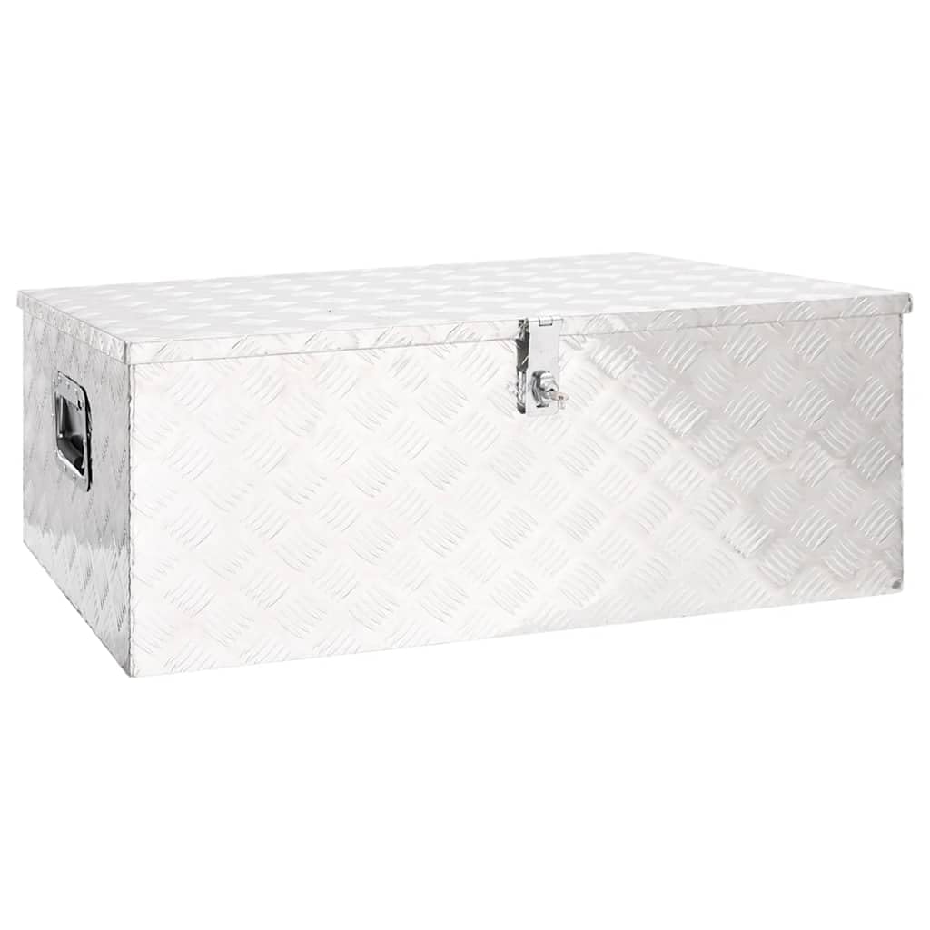 Vidaxl Silver Aluminium Storage Box - Transportable With Locking System, Suitable For Vehicle Storage And Camping, Rust-Resistant And Durable, 100X55x37 Cm