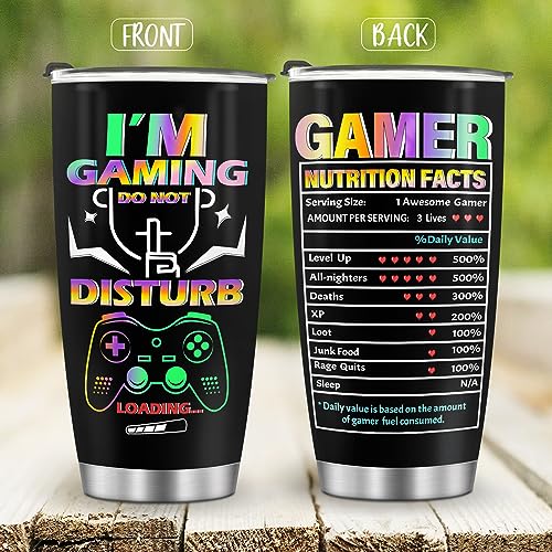 Jekeno Gamer Mug Tumbler Gifts for Boys - Men Kids Teens Gaming Gamepad Game Controller Presents Easter Birthday Christmas Son Husband Father Dad Boyfriends Coffee Cup 20oz Stainless Steel