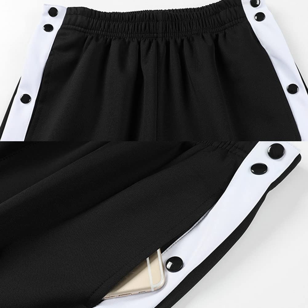 Pantalone Trasparente Pantaloni Uomo Sportivi con abbottonatura Laterale Pantaloni Allenamento Basket con Bottoni Automatici Laterali Uomo Sportivi Larghi Gamba Casual