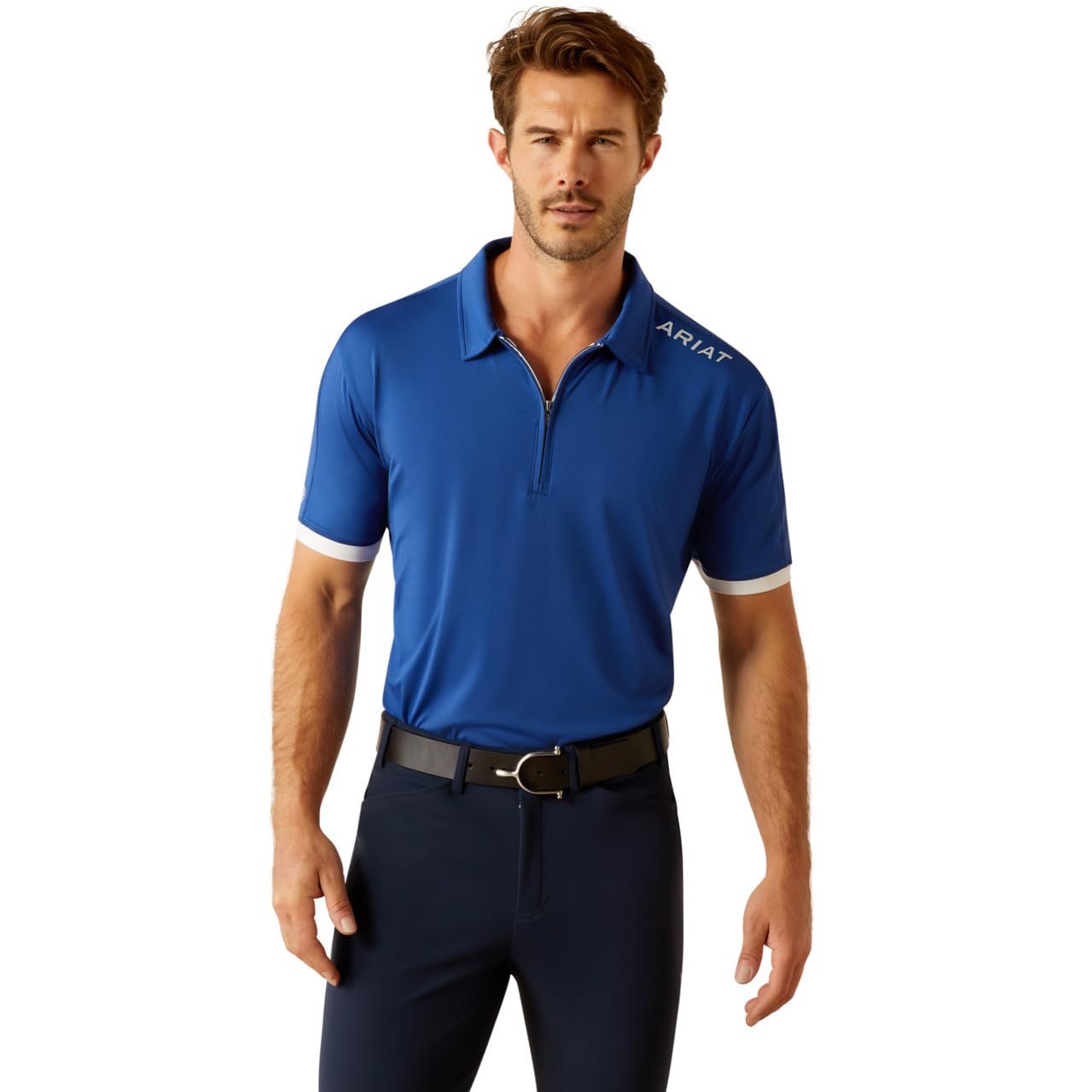 ARIAT Men's Bandera Team 1/4 Zip Polo, Sodalite Blue, Large