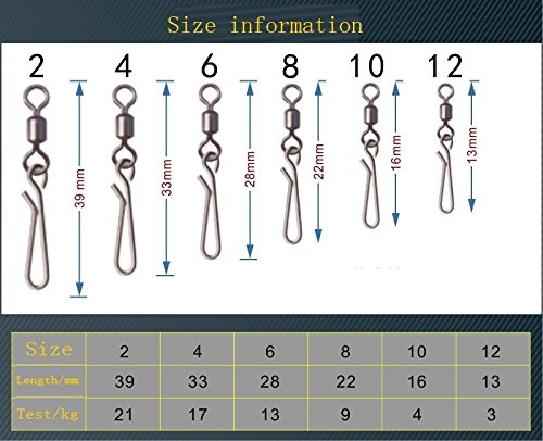 50pcs Fishing Swivel Snap Connector Fast Change Hook Clip Rolling Oval Ring Link (#8)
