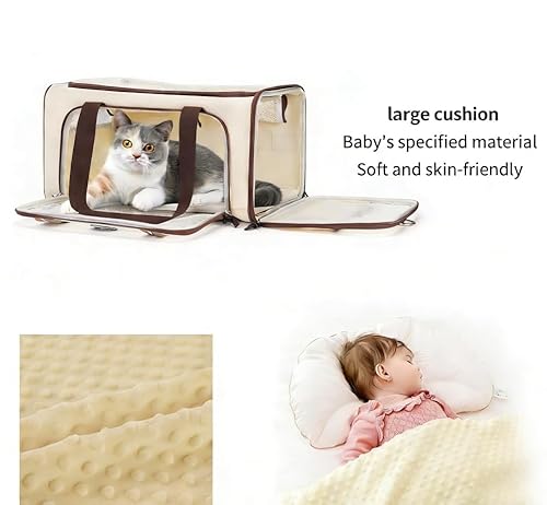Wakytu transportbox Katze Fluggesellschaftsgenehmigte Haustiertransporttasche für Katzen Erweiterbare weiche Transporttasche für kleine Katzen und Hunde mit extra großer klappbarer Matte
