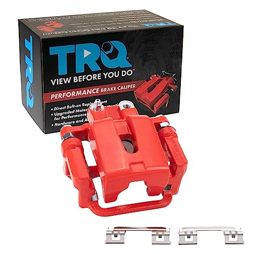 Image of TRQ Rear Right Brake Caliper w /Bracket Performance Red Passenger Side | For 2005-2016 Chrysler 300 2009-2016 Dodge Challenger 2007-2016 Charger 2005-2008 Magnum