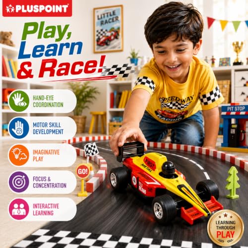 Image of PLUSPOINT F1 Racing Diecast Metal Car | Pull Back Formula Racing Car Model with Alloy Body | Mini Collectible High-Speed Racing Vehicle Toy for Kids Boys & Girls Age 3+