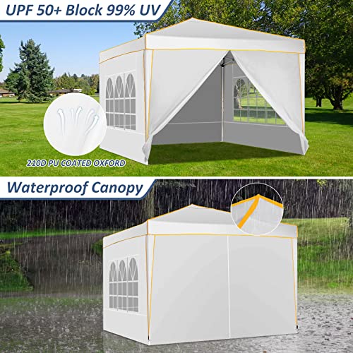 Cobizi Pop Up Canopy Tent 10X10 Commercial Instant Canopy With 4 Sidewalls & Carry Bag 4 Stakes & Ropes & Sandbags Portable Tent For Parties Beach Camping Party Event Shelter Sun Shade #TOP3