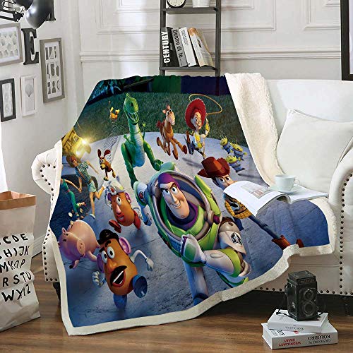 NICHIYO Toy Story Couvertures de lit, en polaire de dessin animé pour adultes et enfants, 100 % microfibre, pour canapé-lit et canapé (2,130 x 150 cm)