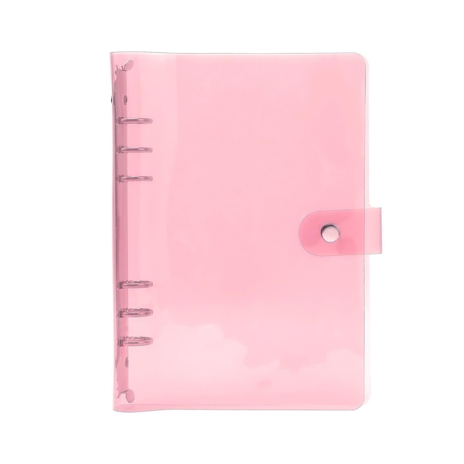 Classeur A5 rose en PVC souple transparent avec reliure métallique à 6 anneaux - 8