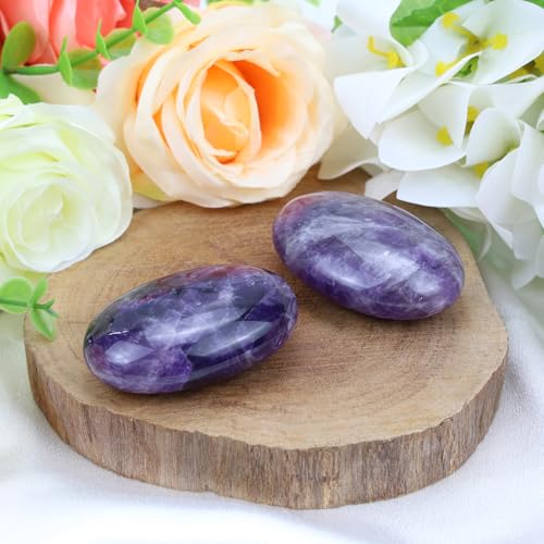 AWARDSEN 2.4" Large Amethyst Crystal Stone Polished Palm Stone Healing Crystals 0.7" Thick Natural Reiki Gemstone Worry Stone Energy Balancing Anxiety Stress Relief Meditation - Image 4