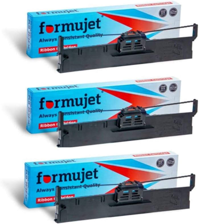 Formujet EP PLQ 20/22/30 Dot Matrix Printer Ribbon Cartridge Compatible with EPSON PLQ-20/20M/20K/20KM Printers (Set of 3)