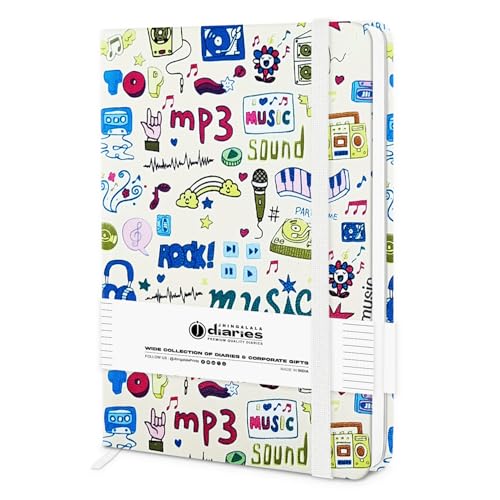 Image of Jhingalala Diaries - Hardbound Leather Cover Pocket Size Corporate Executive Diary Notebook I Pocket Diary For Men and Women I A6 Size I 80gsm Paper I 192 Ruled Pages (Music)