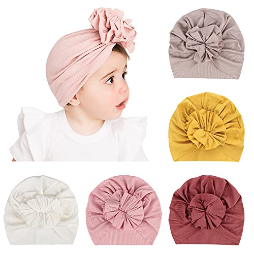 Image of DRESHOW BQUBO Turban Hat for Baby Infant Cap Hats with Bow Knot Soft Cute Nursery Beanie