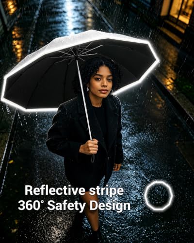 Image of Contacts Compact Folding Umbrella - Windproof Travel Umbrella with Automatic Open /Close, Waterproof, UV Protection, Portable Umbrella for Men, Women & Kids