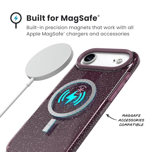 Image of Speck CANDYSHELL Grip +MS Case for iPhone 17 Air - Plumberry Glitter | Slim Protective Grip | Drop Protection | MagSafe Compatible