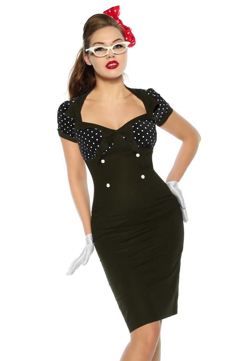String Pin-Up Vintage Dress Black Sizes: S-XXXL (S) : Amazon.de: Fashion