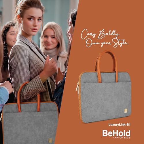 Image of FINGERS LuxuryLink-B1 Elegant Laptop Bag with Stylish Handle (Fits 15 inch Laptops & Tablets, Premium Suede with Leatherette Accents, Splash-Proof & Scratch-Resistant)