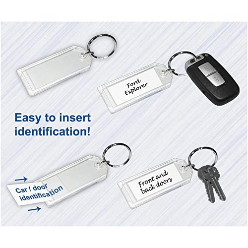 Premium Key Tag 3” Slip-Slot Plastic Heavy Duty (Clear Crystal Color) (16 Pack) (Label And Ring Included) (Made In Usa) #TOP2