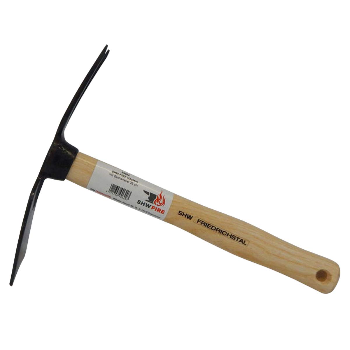 SHW-FIRE Azada combi – Hoja ancha y 2 dientes, mango de madera de fresno 33 cm | Fabricado en Alemania, para jardinería y labranza, calidad de forja, hoja autoafilable, mango de madera de fresno de 33 cm