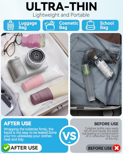 Paquet de 16 cache-bouteilles en silicone, essentiel de voyage pour femmes et hommes – Image 3