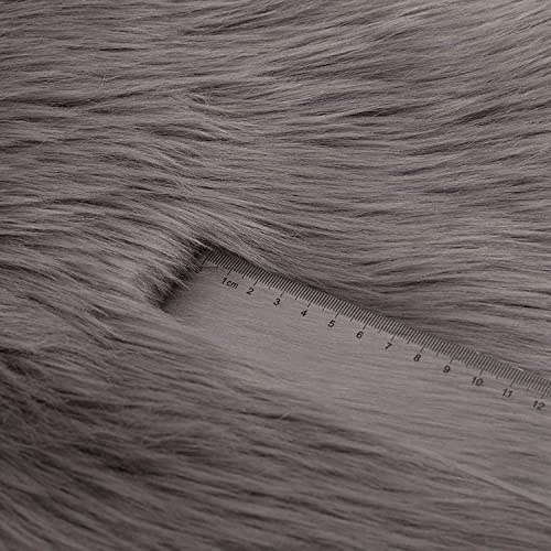 WOLTU Fellteppiche Schaffell, Kunstfell Lammfellimitat Teppich flauschig, Longhair Fell Optik, Dekofell für Stühle, Couch, Sofa Wohnzimmer Schlafzimmer Kinderzimmer, Hellgrau, (90-100) x60 cm