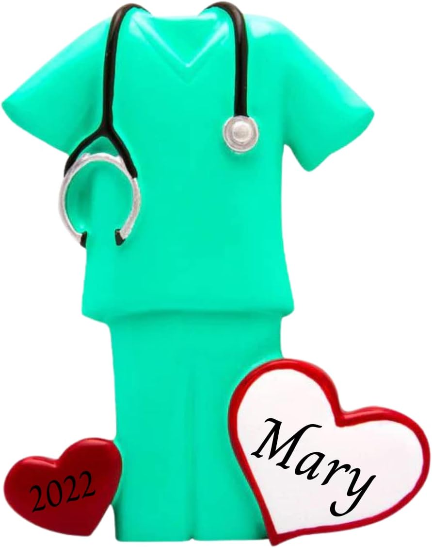 2022 Personalized Christmas Tree Ornament for Health Worker -Generic Scrubs Green Doctor Customized Ornamen…