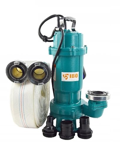 750W Submersible Dirty Water Pump Grinder Sewage Well Septic Flood Sewage Sump (750W Pump & 50m White FIRE Hose)