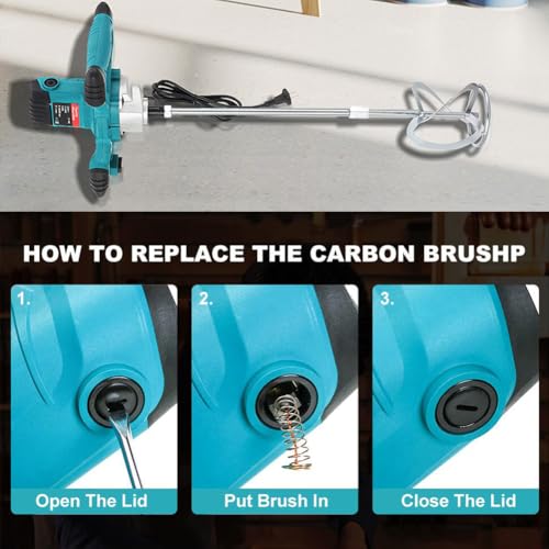 TABODD 2100W Rührwerk Mörtelrührer 220V, 800R/min 6 Stufen Handrührgeräte Mischer Rührer Rührgerät Mörtelrührer Betonrührer Mörtel Betonrührer, Blau