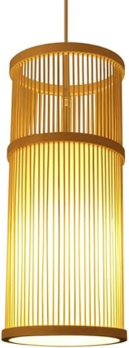 Lampada a sospensione a gabbia di bambù, paralume in pergamena, stile cinese, in vimini, cesto di bambù, lampadario cavo, gabbia in rattan, lampada da soffitto sospesa Compatible with la casa vuota