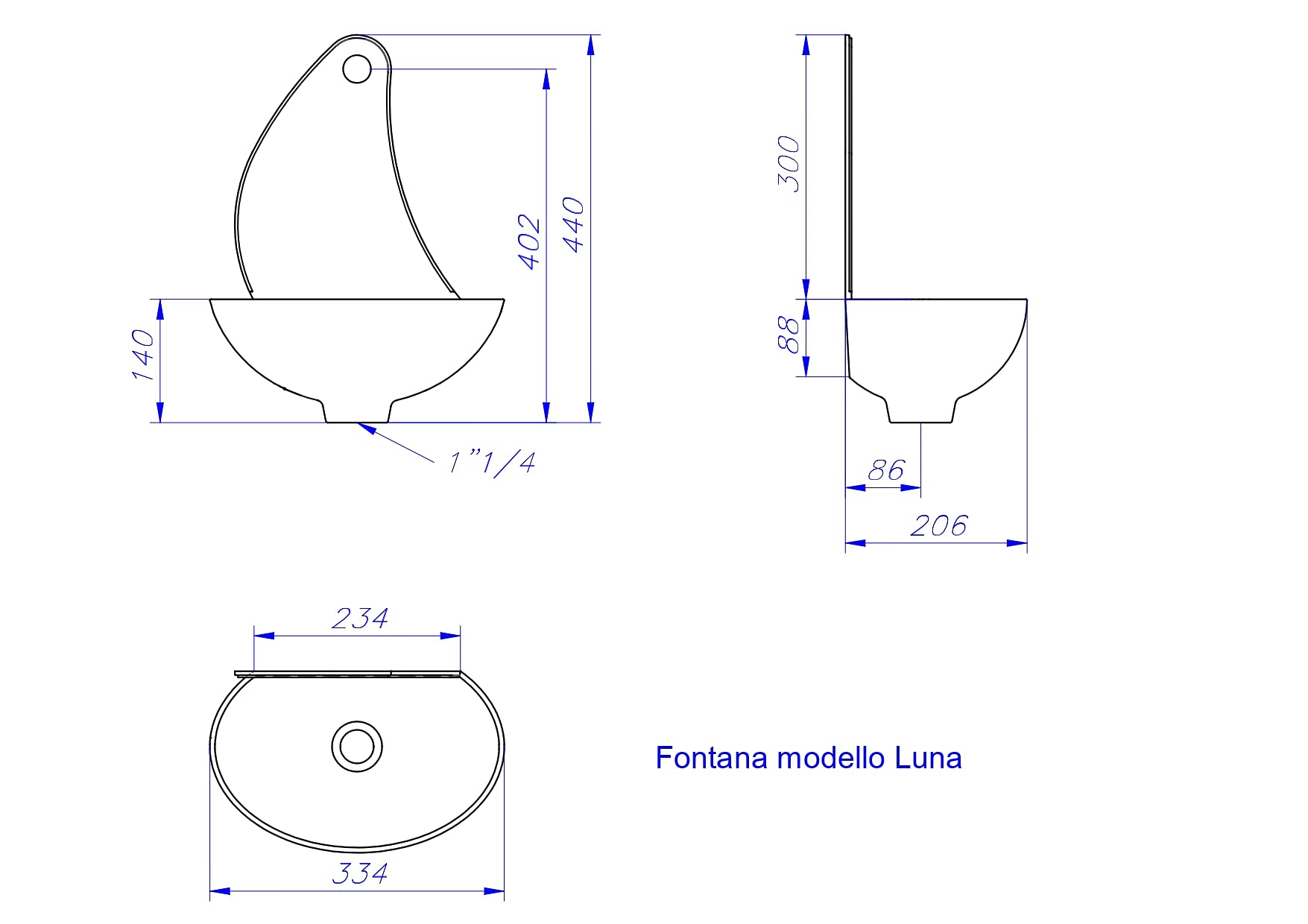 FONDERIA BONGIOVANNI | Fontana a Muro | Fontanella da Giardino Esterno | Da Parete | Modello Luna | con Rubinetto in Ottone Cromato 303C | per Casa Giardino Terrazzo Esterno