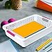 12 Pack Classroom Storage Baskets 15''x10''x3'' Large Plastic Classroom Paper Trays with Handle Letter Size A4 Paper Toy Basket Turn in Trays for Library, Office Desk Drawer Organizing (12, White)
