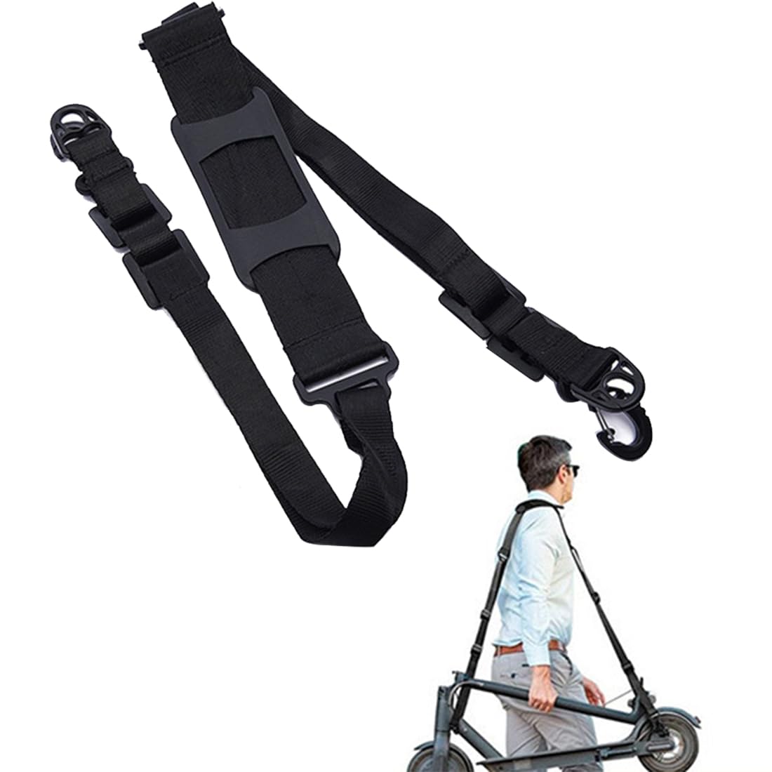 WeddHuis Universal Adjustable Shoulder Strap for Electric Scooters, Children's Bikes, Yoga Mats, Laptop Bags, Carrying Accessory (Black)