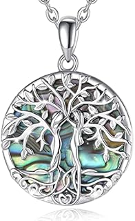 CELESTIA Tree of Life Necklace Women Sterling Silver Pendant Mother of Pearl Jewellery Gifts for Women Mother Daughter Sister
