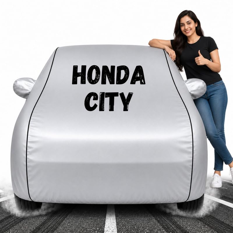 Image of Custom Fit Silver 100% Waterproof Hondo-City Car Cover | Polyester Car Body Covers for Rain & Sun | UV Protection, Dustproof, Scratch Resistant, Windproof, Heat Resistant