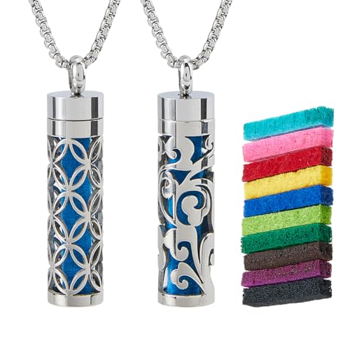 SUPERFINDINGS 2 Styles Colliers d'huiles essentielles Colliers pendentifs Parfum avec 20 tampons en Feutre Collier Diffuseur Cadeau de Bijoux d'huile...