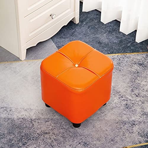 Chaises et repose-pieds ottoman orange de 30 cm en similicuir souple