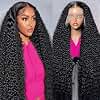TONHONK 30 Inch Deep Wave Lace Front Wigs Human Hair 200 Density 13x6 HD Lace Frontal Wigs Human Hair Pre Plucked Deep Curly Glueless Wigs Human Hair Curly Wigs for Women Natural Color