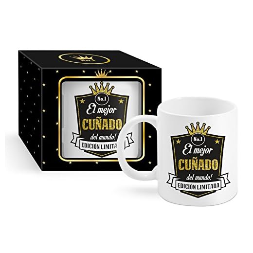 Framan Taza Cerámica para Desayuno en Color Blanco de 300 ml, Un Regalo Original para Cuñados - El Mejor CUÑADO del Mundo!