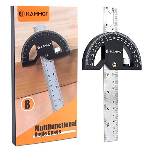 KAMMQI Winkelmesser mit Lineal 0-180 Grad Winkelmesser 20cm Metall Winkelmesser Arm Präzise Lineal Streichmaß Winkelmesser 45 90 Grad für Holzarbeiten Handwerker Cover