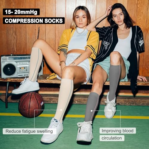 Image of Iseasoo 4 Pairs Compression Socks for Women Circulation-Best Support for Nurses,Running,Athletic,Travel