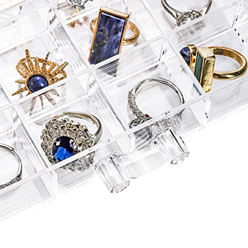 Yarlung YA-JEWELRYSTORAGEBOX-5D Acrylic Jewelry Storage Box Earring Holder With 5 Drawers, 120 Grids Jewelry Organizer Tray Clear Ring Display Case For Beads thumb #2