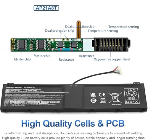 Image of AP21A8T Laptop Battery Compatible for Acer Predator Helios 300 PH317-56-78LY PH317-56-78SM PH315-55-72EA PH315-55-770K PH315-55-78L7 PH315-55-965Z Nitro 5 AN517-55-78KU 713K Series AP21A5T AP21A7T