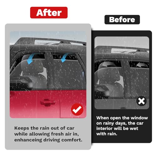 Image of Canvcle Rain Guards - Window Visors for Ford Bronco Sport 2021-2025 2026, Outside-Mount Tape-On Side Window Wind Deflectors for Ford Bronco Sport Accessories, Vent Visors Shades Rainproof 4PCS