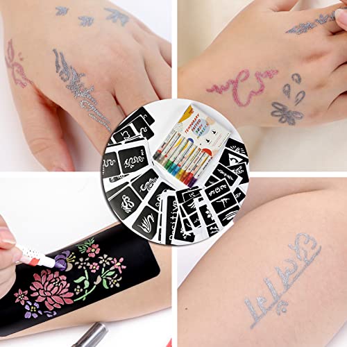 Hawink Temporary Tattoo Markers For Skin, 10 Body Markers + 56 Large Tattoo Stencils For Kids And Adults, Dual-End Tattoo Pens Make Bold And Fine Lines With Cosmetic-Grade Tattoo Ink Zyh2208001Kit thumb #7