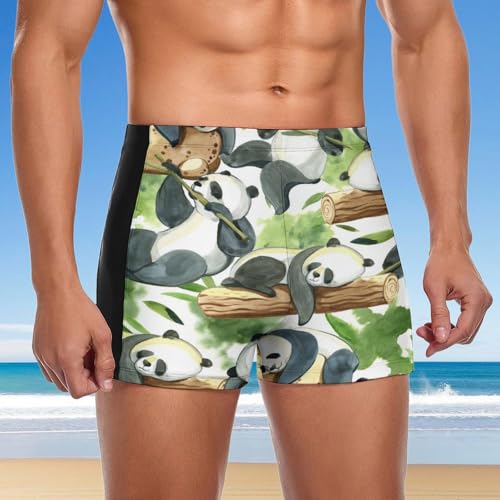 Maillot de bain short imprimé panda noir et blanc extensible - 4