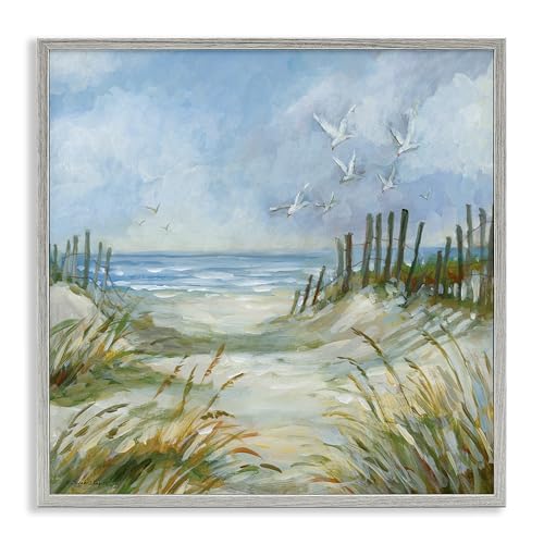 Stupell Industries Pathway Beach Grasses Gray Framed Giclee Art Design by Susan Winget, 12 x 12