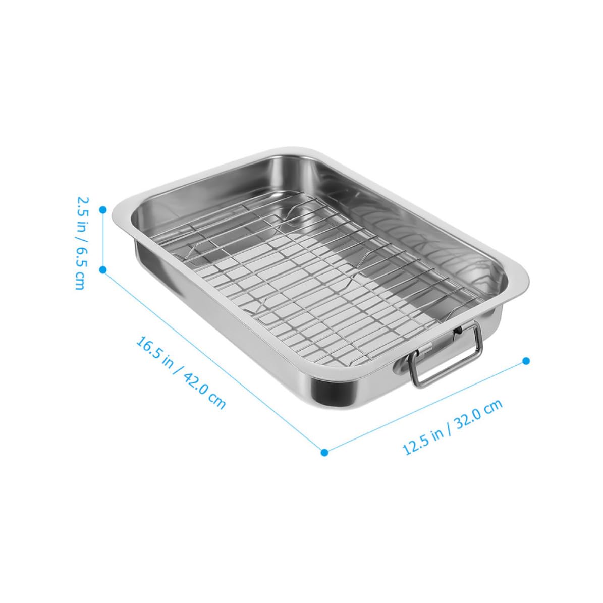 VILLCASE Backblech Silber Rechteckiges mit Rost aus Edelstahl 1 Satz Backblech mit Rost Leicht zu Reinigen für Barbecue und Cupcake