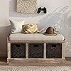 Overstock nestfair entryway storage bench with cushion and basket white washed  urban country home decor