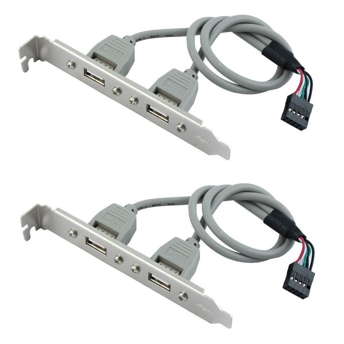 WiredCom® 2 pcs Motherboard Cable - 2 Ports USB 2.0 Header Port Slot Plate Adapter Panel Cable Female Screw to Motherboard 9 Pin Header Back PCI Rear Panel Bracket for Desktop Computer PC-picture-28