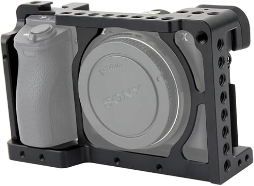 NICEYRIG カメラケージ Sony A6400 A6000 A6100 A6300 ILCE-6000 ILCE-6300 Nex-7専用カメラ ケージ DSLR装備 拡張 コールドシュー付き 軽量 装着簡単 取付便利 耐久性 長時間撮影 放熱機能