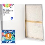 GOTIDEAL Stretched Canvases for Painting, 18x24' Inch Set of 5, Primed White - 100% Cotton Blank Art Canvas Boards for Painting for Acrylic Pouring, Oil Paint Dry & Wet Art Media